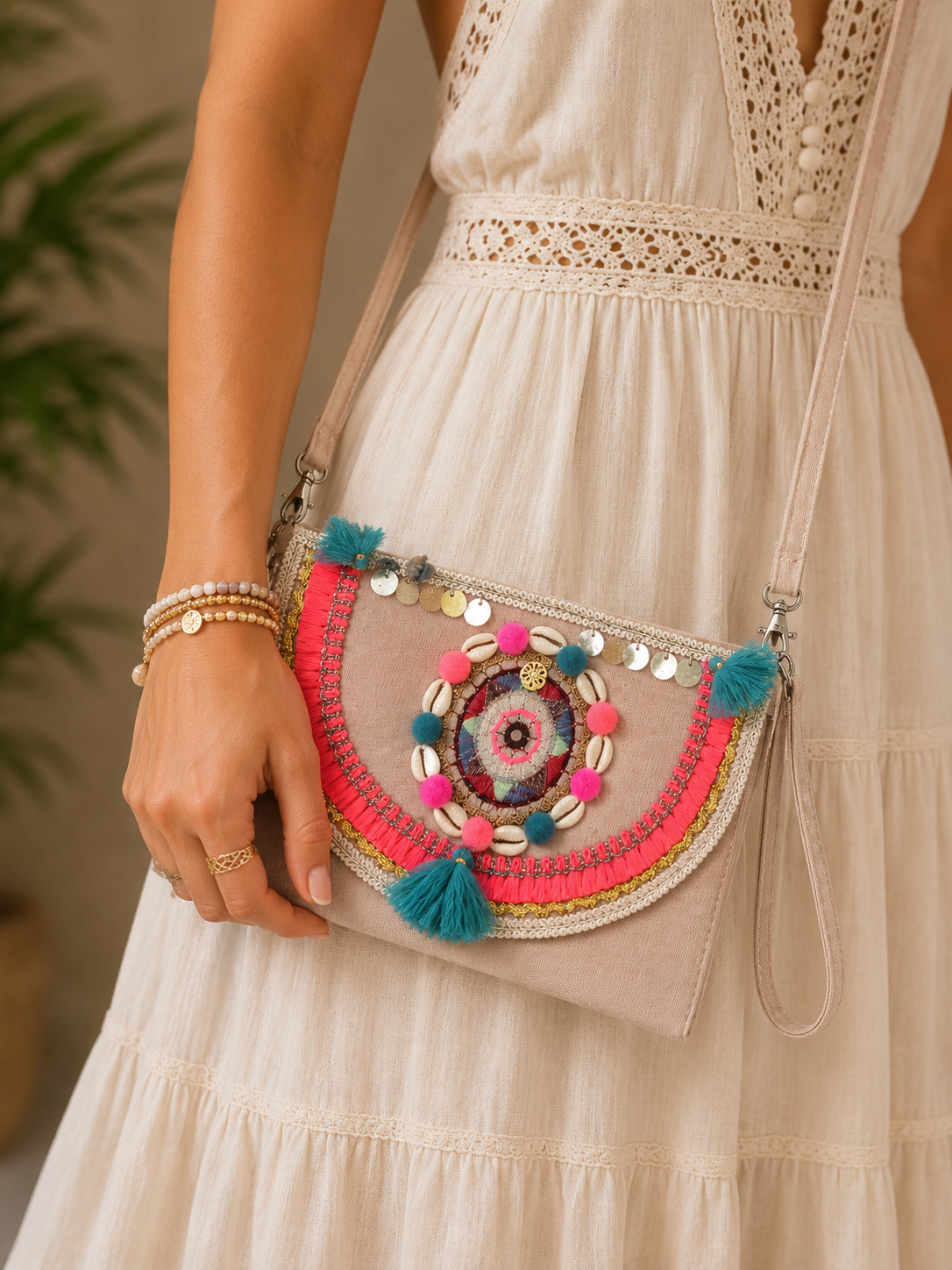 Neon Coast Boho Crossbody Bag