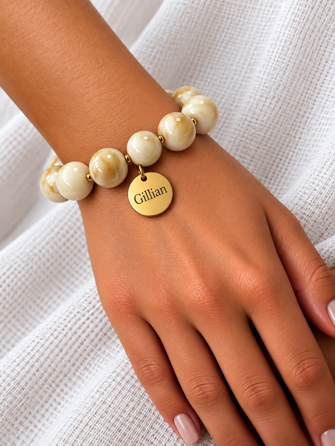 Ciara Disc Beads Ivory Personalised
