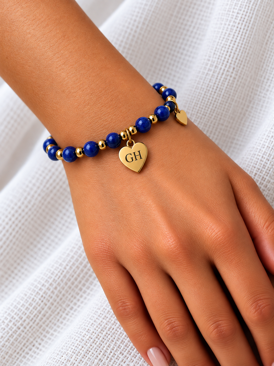 Small Heart Bracelet Blue Personalised
