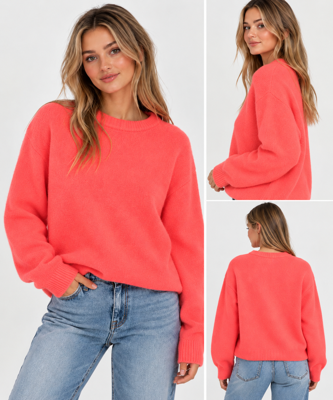 Neon Coral Luxe Knit Jumper