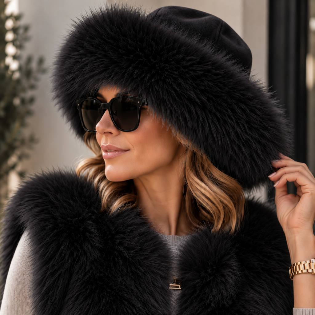 Jessie Faux Fur Hat Black