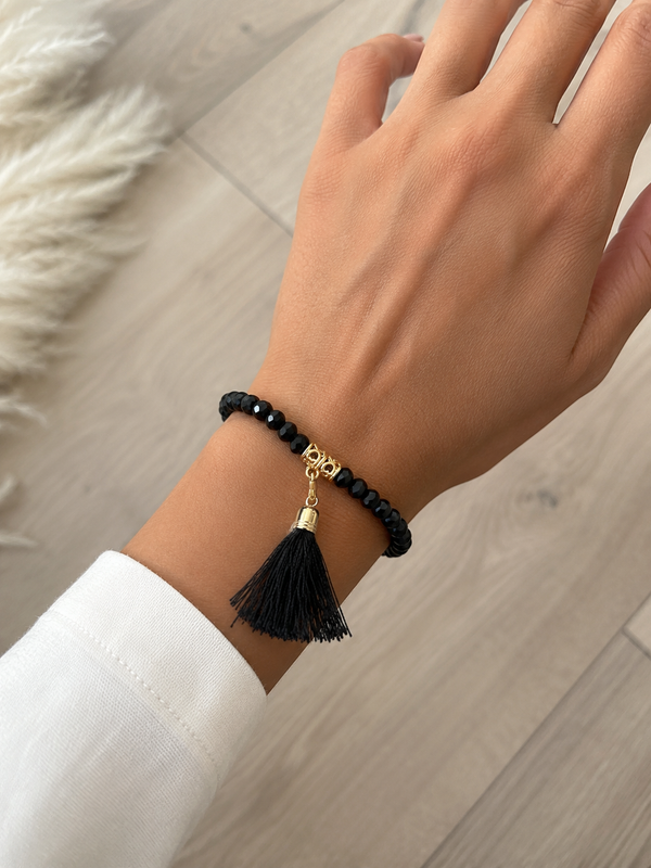 Tassel Stretch Bracelet -Black