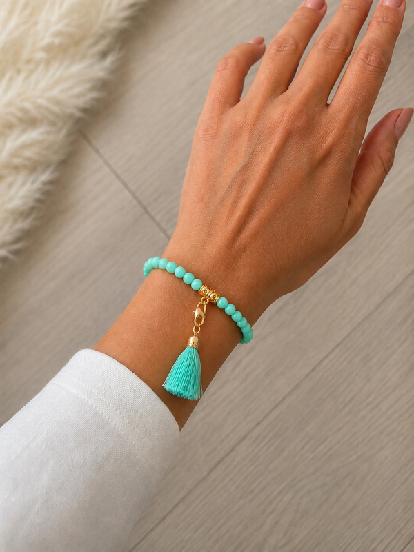 Tassel Stretch Bracelet -Turquoise