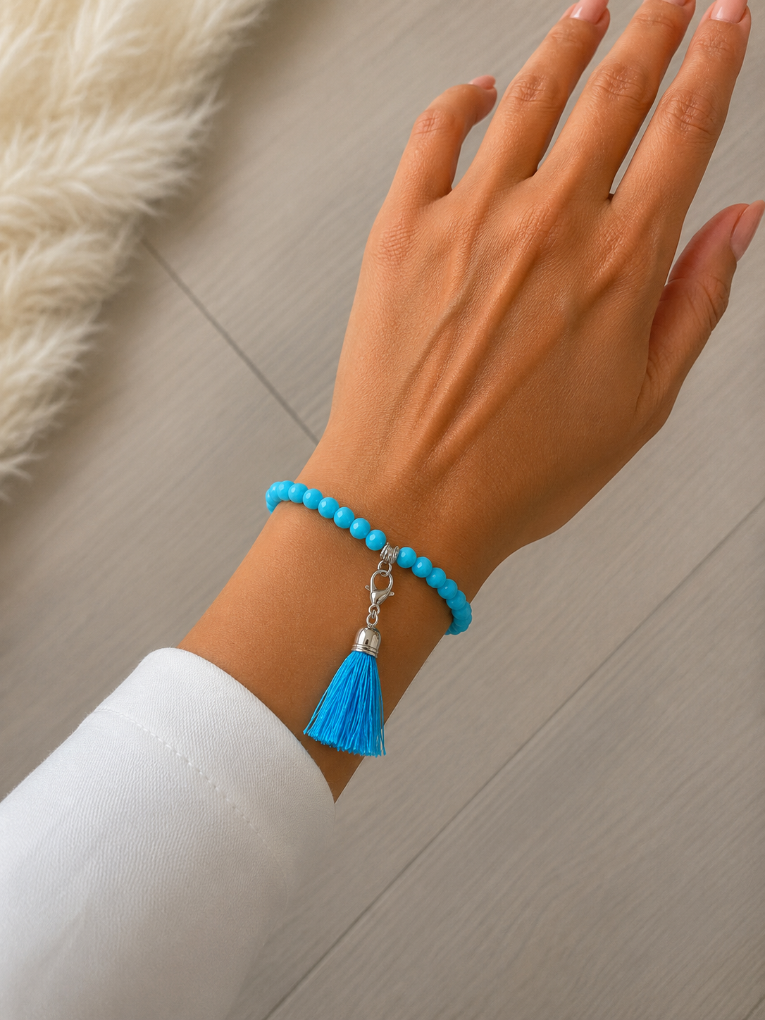 Tassel Stretch Bracelet - Blue