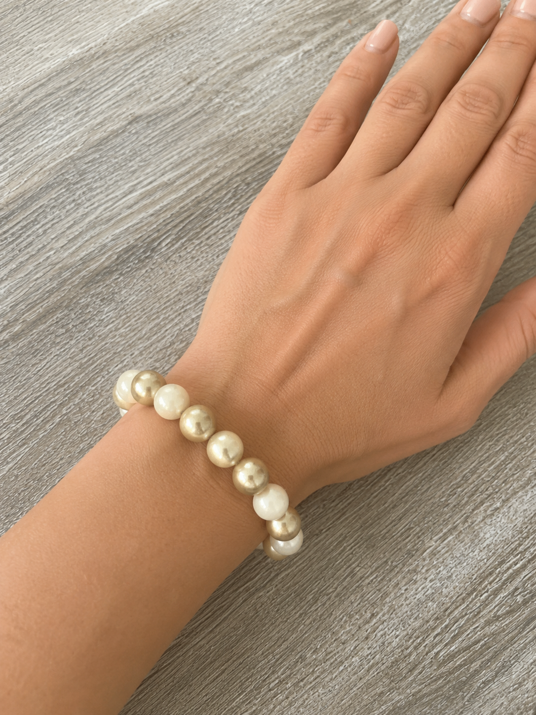 Champagne Pearl Stretch Bracelet