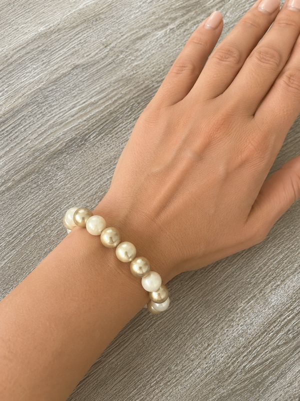 Champagne Pearl Stretch Bracelet