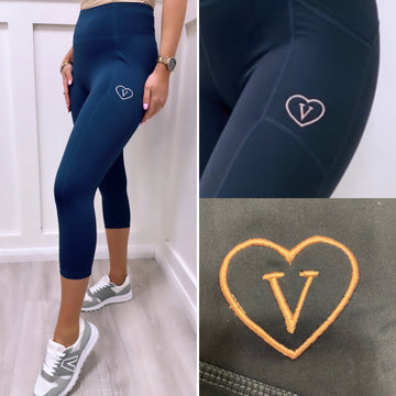 Active Short Leggings Navy / Coral Logo