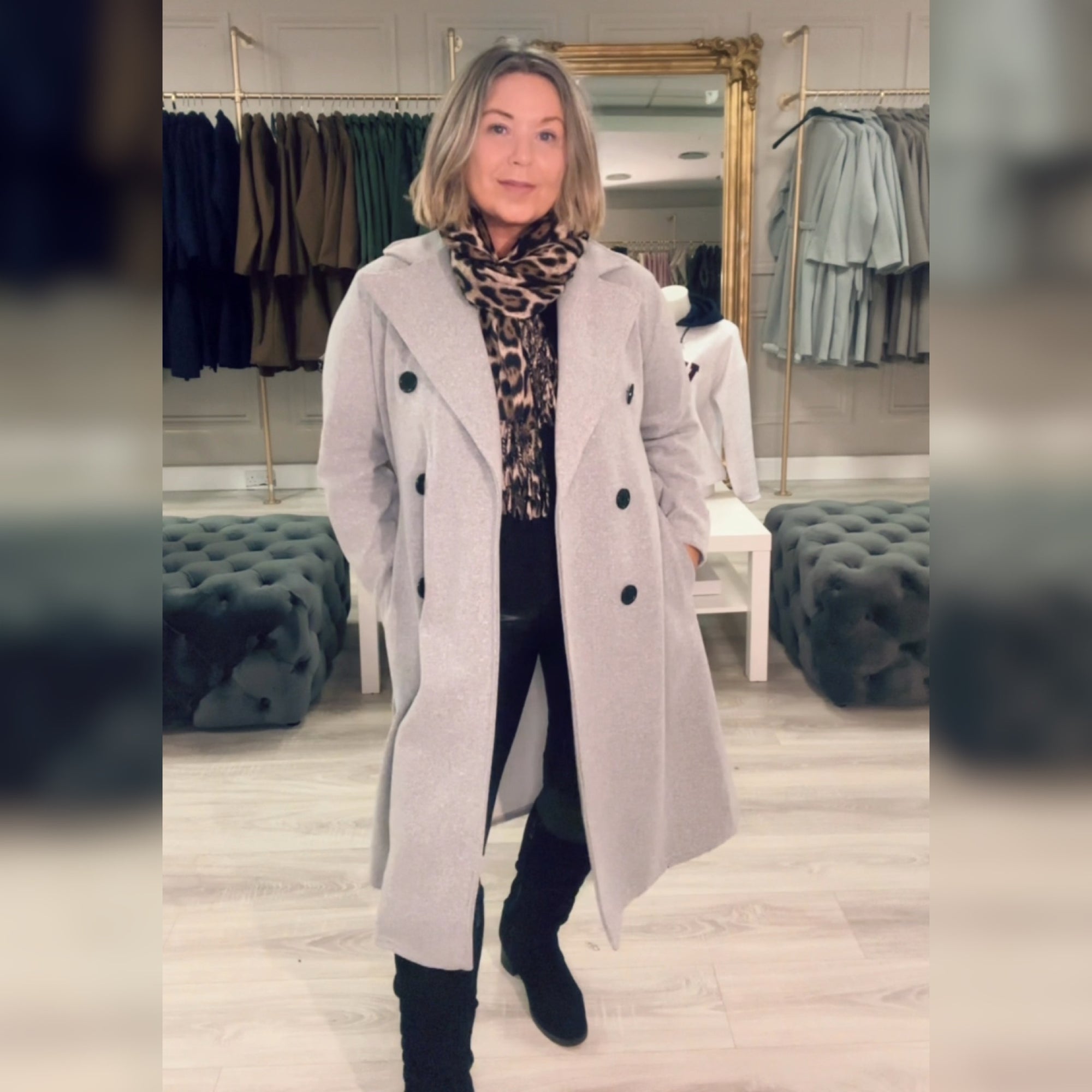 Charlotte Midi Duster Coat Grey