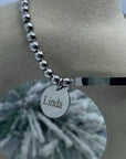 Beaded Bar Disc Bracelet Silver ( Personalised )