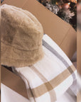 Plaid Scarf / Faux Fur Hat Christmas Box