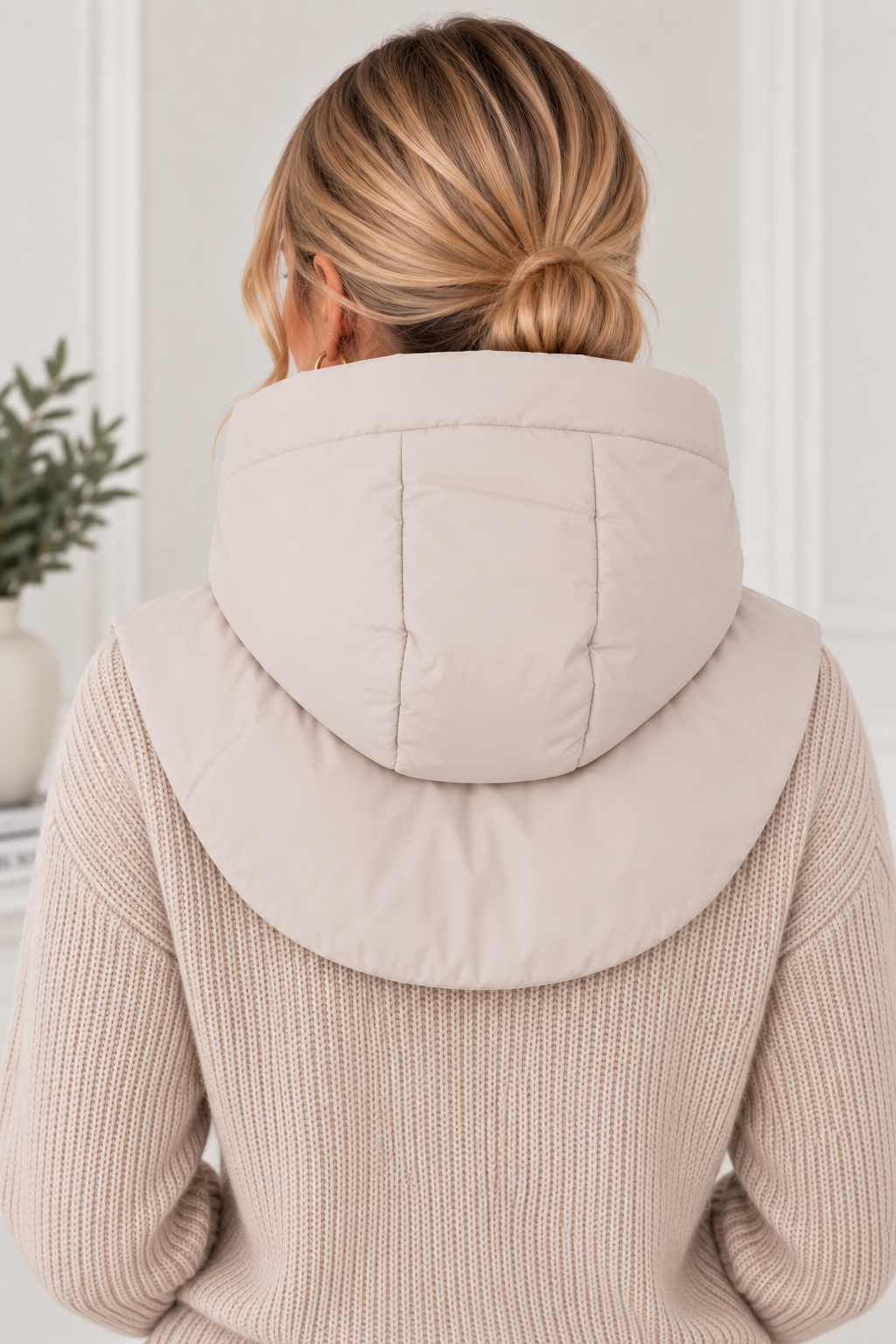 Cream Padded Hooded Snood