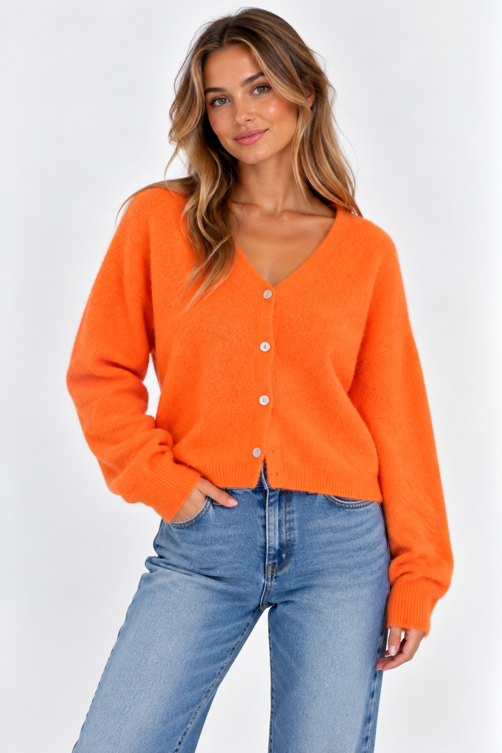 Orange  Green Knit Cardi