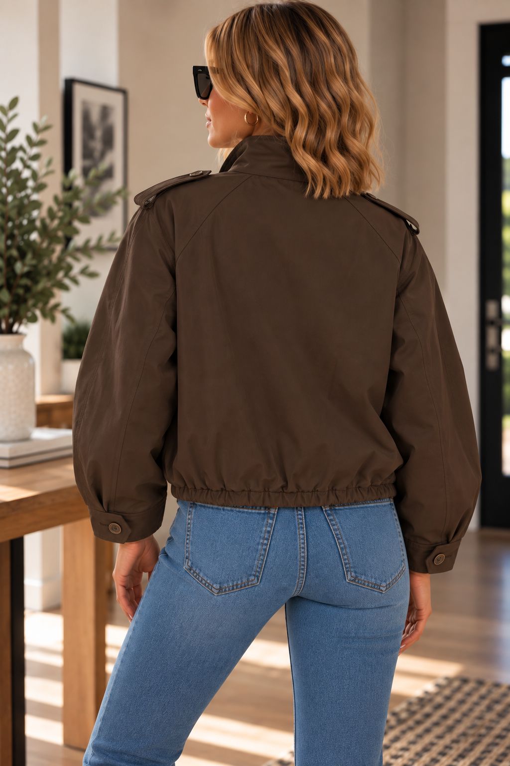 Brown  Utility Button-Up Jacket