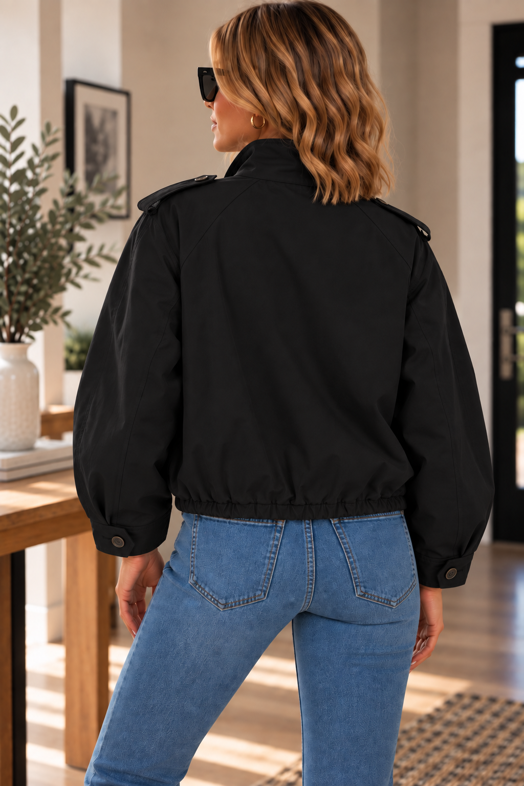 Utility Button-Up Jacket Black