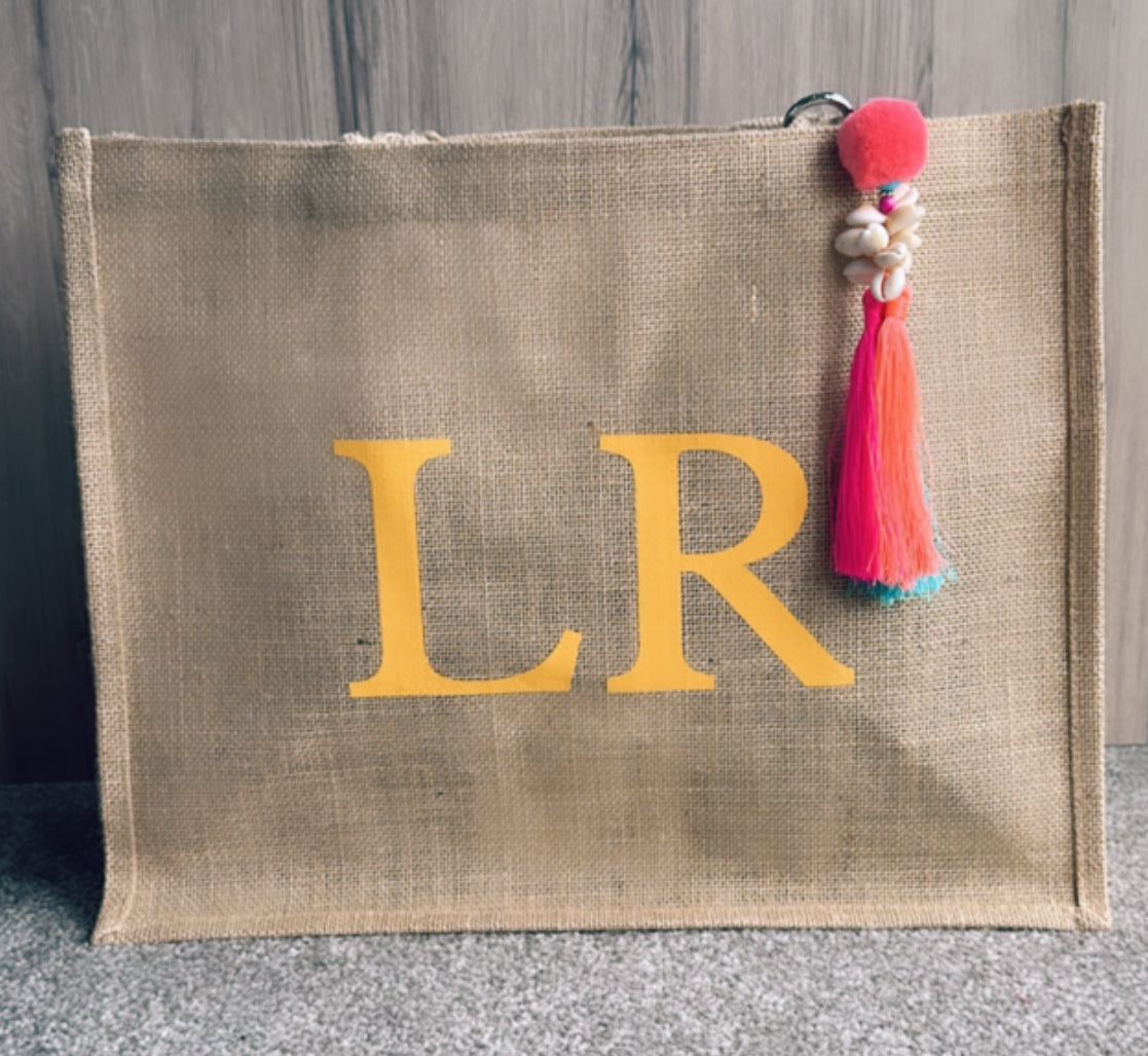 Jute Bag Yellow Personalised