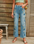 Violet Embroidered Denim Jeans