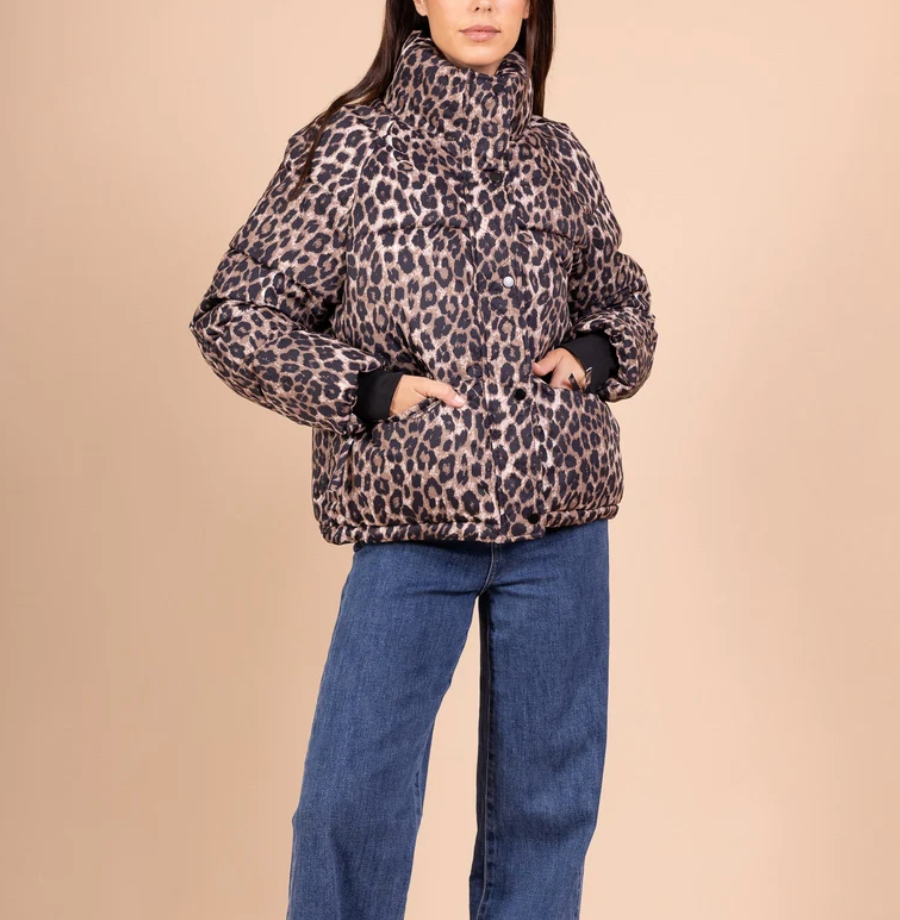 Leopard Print Puff Jacket