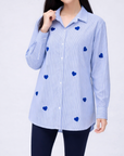 Stripe Heart Shirt Navy