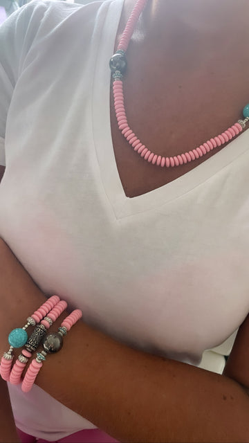 Maldives Beaded Necklace Pink