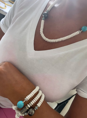 Maldives Beaded Necklace White