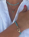 Lemnos Linked Together Gold and Turquoise Bracelet
