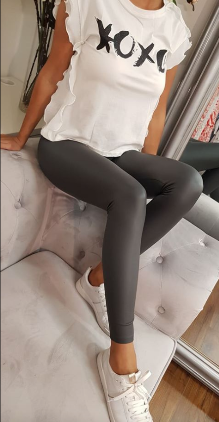 Lisa Faux Leather Leggings Grey