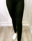 Jackie Spandex Moto Leggings Black